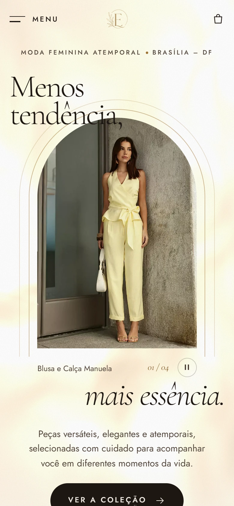 Site da Eliora Moda Feminina em tela de celular.